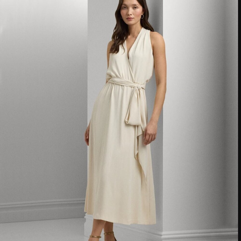 Lauren Ralph Georgette Halter Cocktail Dress- Halter A-Line Dress - Picture 3 of 11